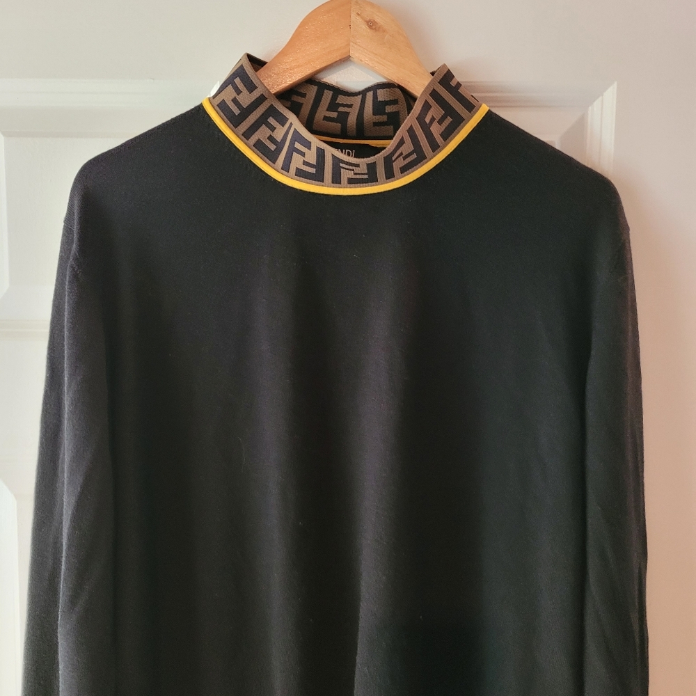 AUTHENTIC Men Fendi Mock Neck Size 56 Black